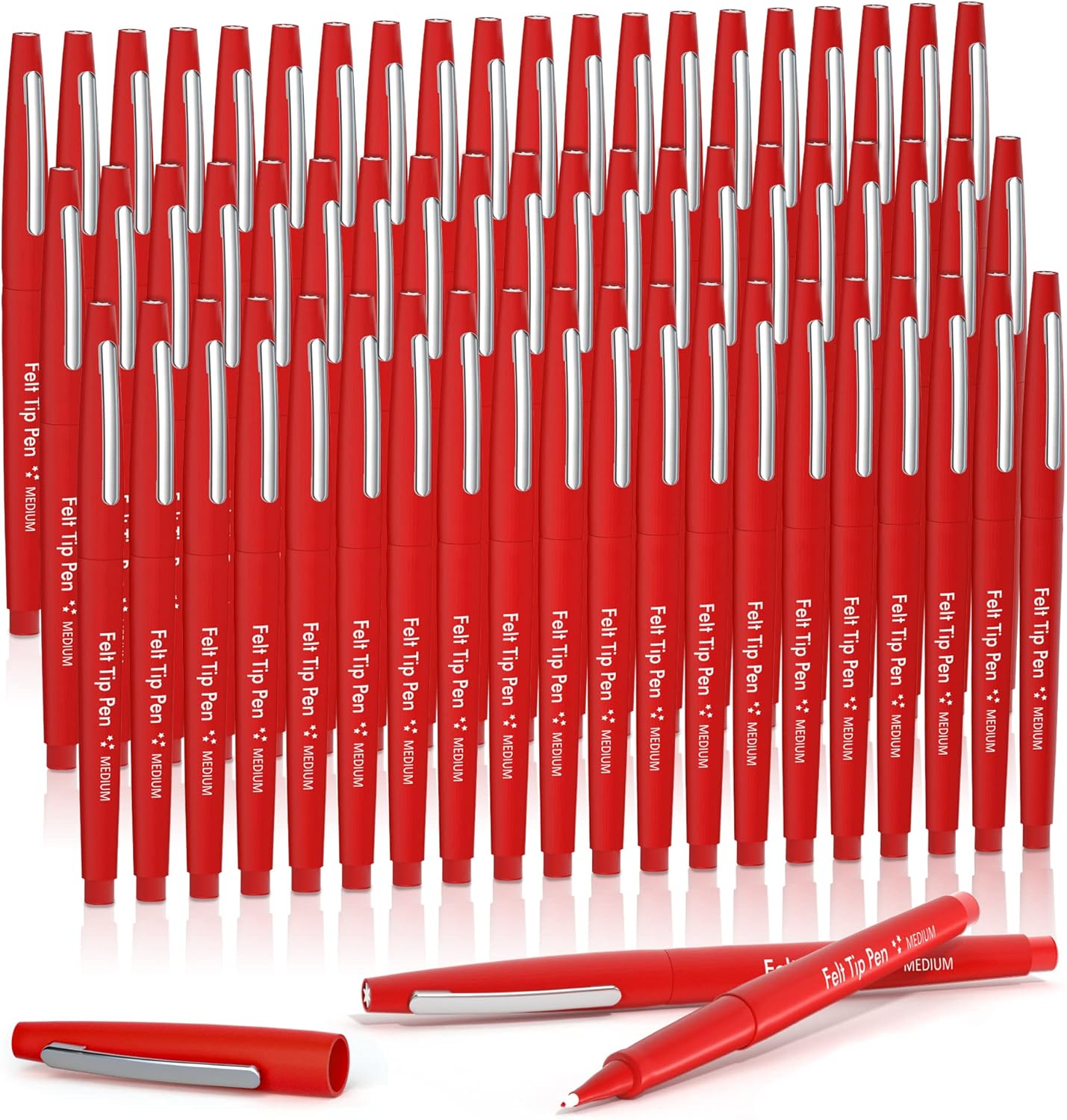 Lelix Felt Tip Pens (60 Red)