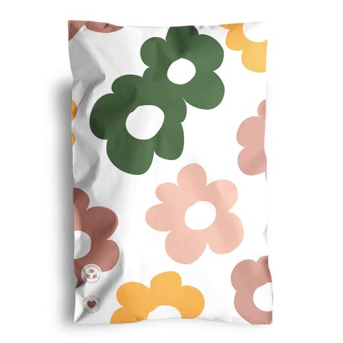 Poly Mailers 6 x 9 Inch - 100 pack Biodegradable Shipping Bags for Stationery and Small Accessories - Impack Self-Seal Waterproof Thick Mailing Envelope for Small Items - Daisy Multi