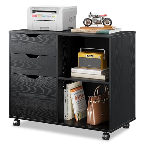 DEVAISE 3-Drawer Wood File Cabinet (Black)