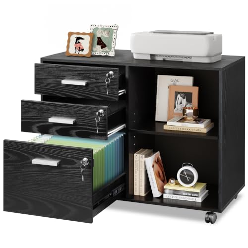 DEVAISE 3-Drawer Wood File Cabinet (Black)