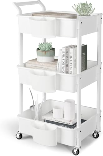 Hamone 3-Tier Utility Rolling Cart