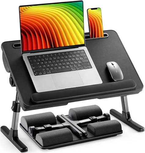 HUANUO Laptop Bed Desk, Laptop Tray Computer Lap Desk for Bed Couch Sofa Floor, Bed Tray for Working, Eating, Foldable Lap Stand Table with Height Adjustment & 35 Adjustable Tilt Angle, HNLD19
