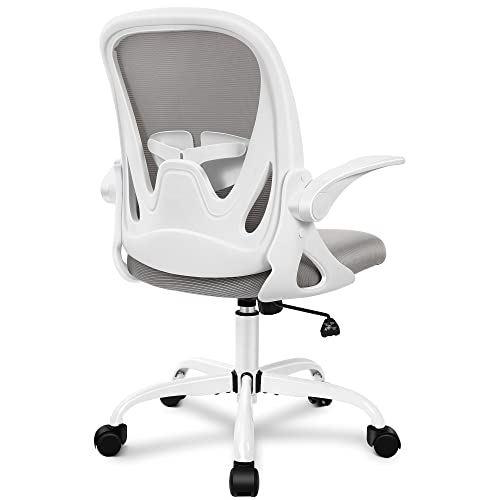 Primy Office Chair Ergonomic Desk Chair with Adjustable Lumbar Support and Height, Swivel Breathable Desk Mesh Computer Chair with Flip up Armrests for Conference Room(Gray)