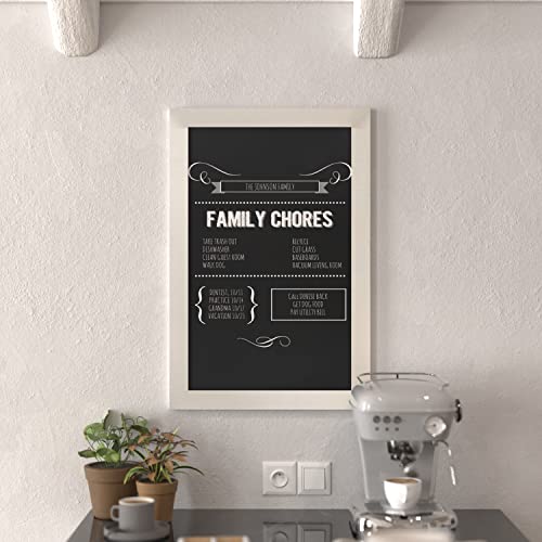 HBCY Creations 20" X 30" Matte White Solid Wood Frame Wall Chalkboard, Magnetic Surface