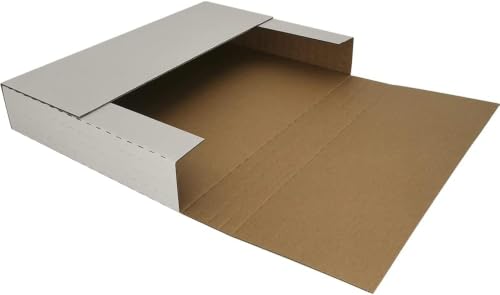 ROTCH 50 Pack 11.125x8.625x2'' Cardboard Easy-Fold Mailers, Height Adjustable to Mail Letter-Size Comic Books Magazines Photos, White (EZ1182)