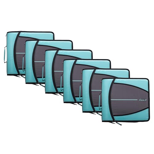 Case-it Mighty Zip Tab School Zipper Binder | 3-Inch O-Rings, 600-Sheet Capacity, 5-Subject Expanding File Folder, Multiple Pockets & Storage Organizer, Shoulder Strap | D-146 Spearmint | 6 Pack
