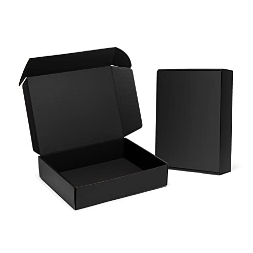 Shipping Boxes 13x10x3 Inches 20 Pack Black Corrugated Cardboard Mailing Box for Small Business, Tab Locking Literature Mailer Packaging Supplies for Packing Book Gifts Craft