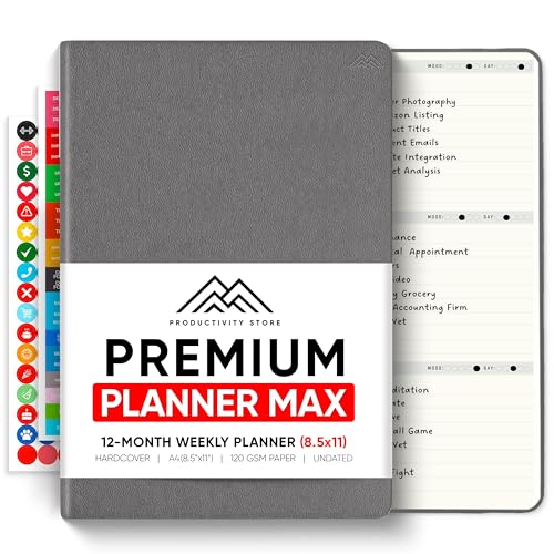 Undated, 2025 Planner, 8.5" x 11" - The #1 Productivity Planner to Achieve Your 2025 Goals - Planner 2025-2026 by PRODUCTIVITY STORE (A4, GREY)