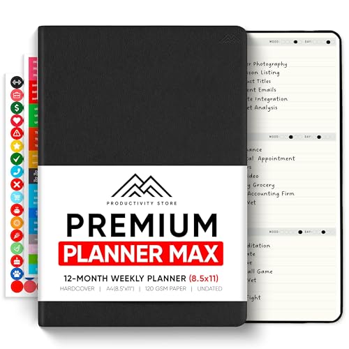 Undated, 2025 Planner, 8.5" x 11" - The #1 Productivity Planner to Achieve Your 2025 Goals - Planner 2025-2026 by PRODUCTIVITY STORE (A4, BLACK)