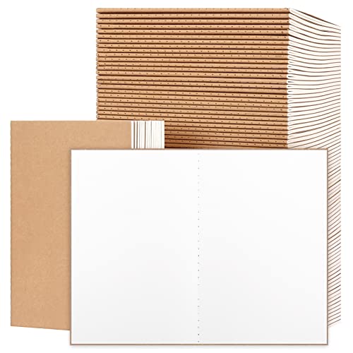 EOOUT 100pcs A5 Blank Kraft Notebooks, Journals in Bulk, Sketchbooks Bulk for Kids, 60 Pages, 80GSM, 8.3 X 5.5 Inch, Travel Journal Set, Travelers, Students and Office
