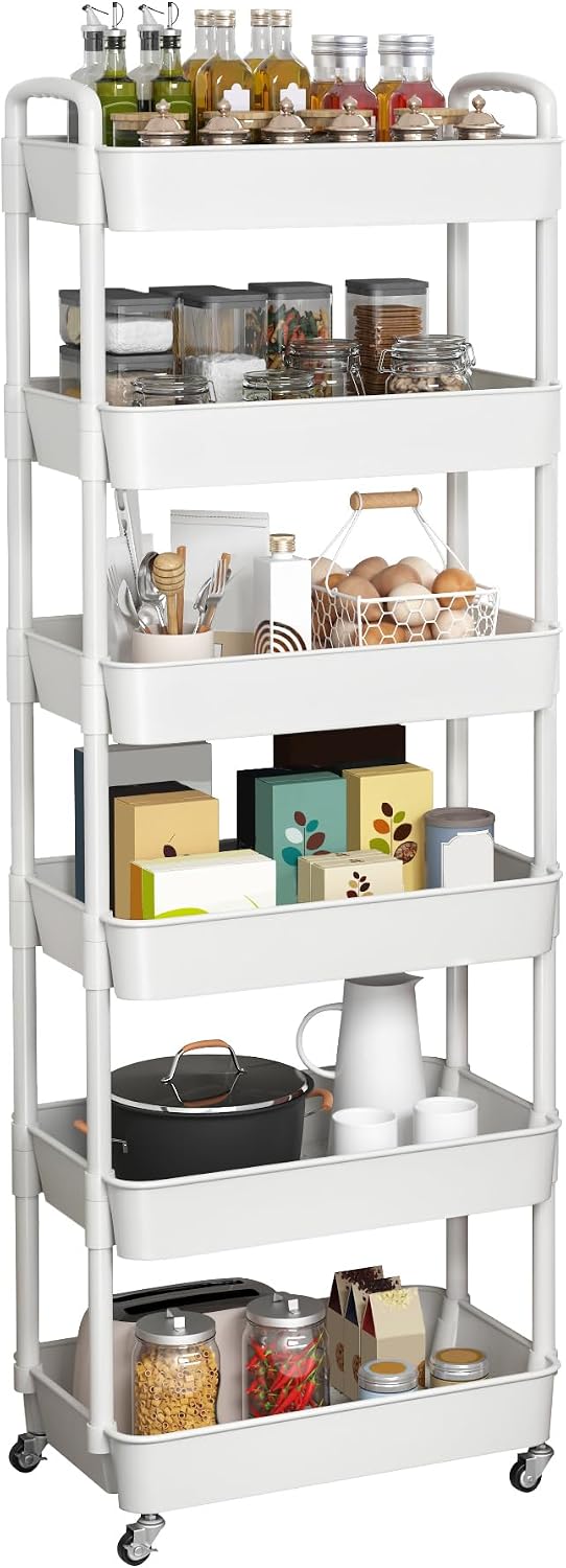 Sywhitta 6-Tier Rolling Utility Cart (White)