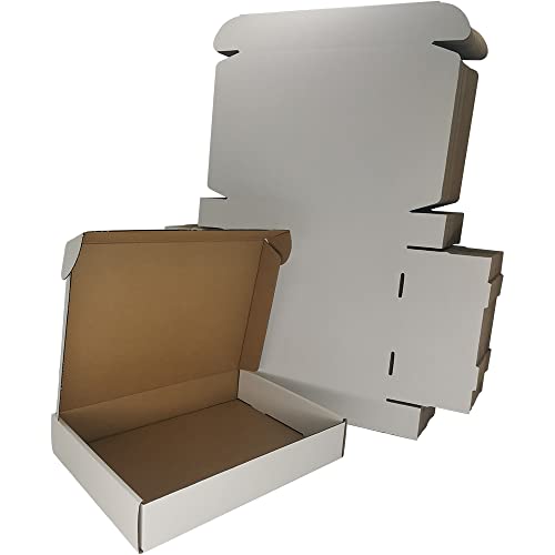 11.125x8.625x2'' Shipping Boxes 25 Pack, White Corrugated Cardboard Mailers for Mailing Packaging Small Business (W1182-25)