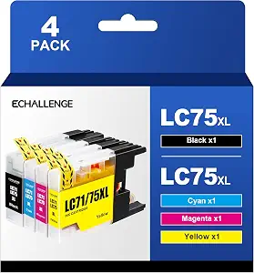LC75XL High Yield Compatible Ink Cartridge Replacement for Brother LC75 LC71 LC79 XL Ink cartridges to Use with MFC-J6510DW MFC-J6710DW MFC J6910DW J280W (1 Black, 1 Cyan, 1 Magenta, 1 Yellow) 4 Pack