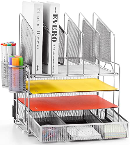 Marbrasse 4-Tier Mesh Desk File Organizer