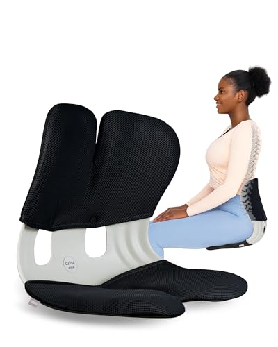 curble Grand(Extra Wide&Sturdy) Cover Set  Ergonomic Back Support Chair with Detachable Cover, Lumbar Support for Posture Correction & Lower Back Pain Relief, Perfect for Home & Office(Set Black)