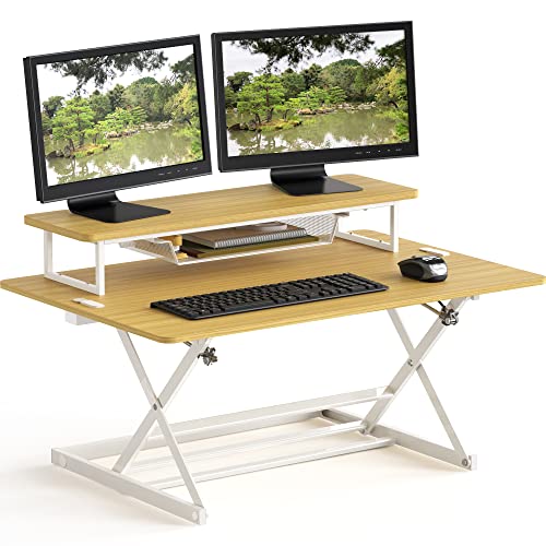 SHW 36-Inch Standing Desk Riser (Oak)