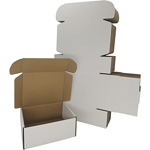 50 Pack 7x6x3'' Shipping Boxes, White Corrugated Cardboard Mailers for Mailing Packaging Small Business(W763-50)