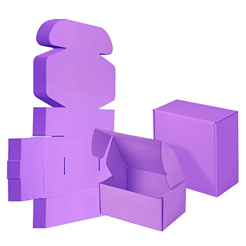 25 Pack Small Shipping Boxes Purple Corrugated Cardboard Box 8x8x4 inches,Corrugated Box for Packaging Small Business,Mailing Packing Literature Mailer,Shipping Gift Boxes