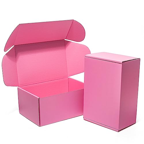Shipping Boxes 9x6x4 Inches 25 Pack Pink Corrugated Cardboard Mailing Box for Small Business, Cute Tab Locking Literature Mailer Packaging Supplies for Packing Gifts Craft DVD