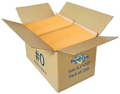 Small Kraft Bubble Mailers 6x10 inch #0 | Self Seal Padded Envelopes | Cushioned Bubble Mailer | Usable Size 6x9 | Lightweight mailing Shipping Bags For Package | 250 Pack Bulk | Made in USA