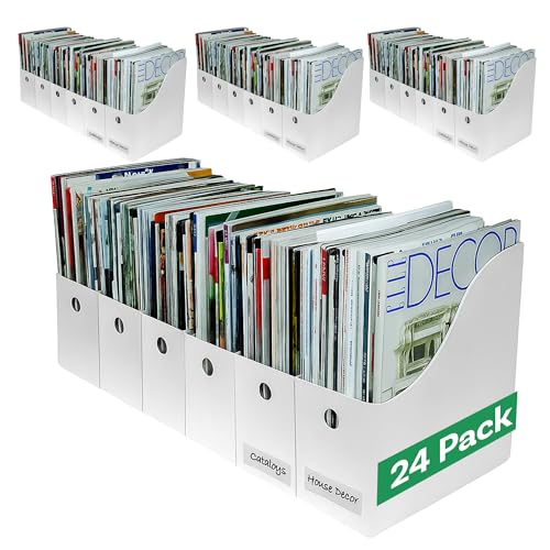 Evelots Magazine File Holder (Set of 24) - White