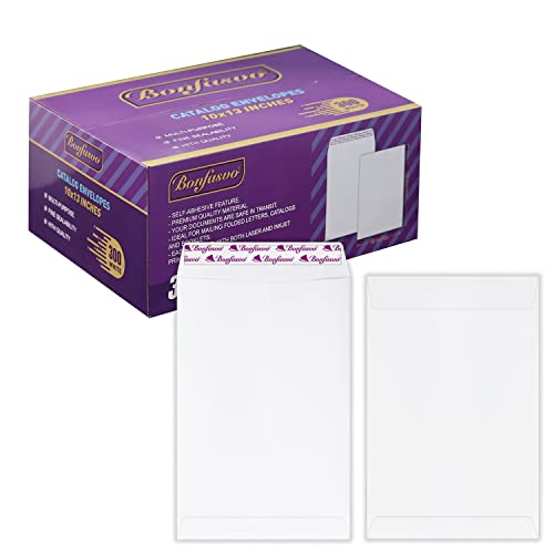 300 Pack 10x13 White Catalog Envelopes Peel & Seal Security Mailing Envelopes 120GSM Kraft Paper self Seal Envelopes for Invitations Papers Photos Documents Pictures Papers Files