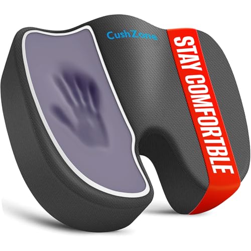Seat Cushion, Office Chair Cushions, Car Seat Cushion, Non-Slip Sciatica & Back Coccyx Tailbone Pain Relief Chair Pad, Memory Foam Pillow for Computer Desk, Wheelchair, Driving(Grey)