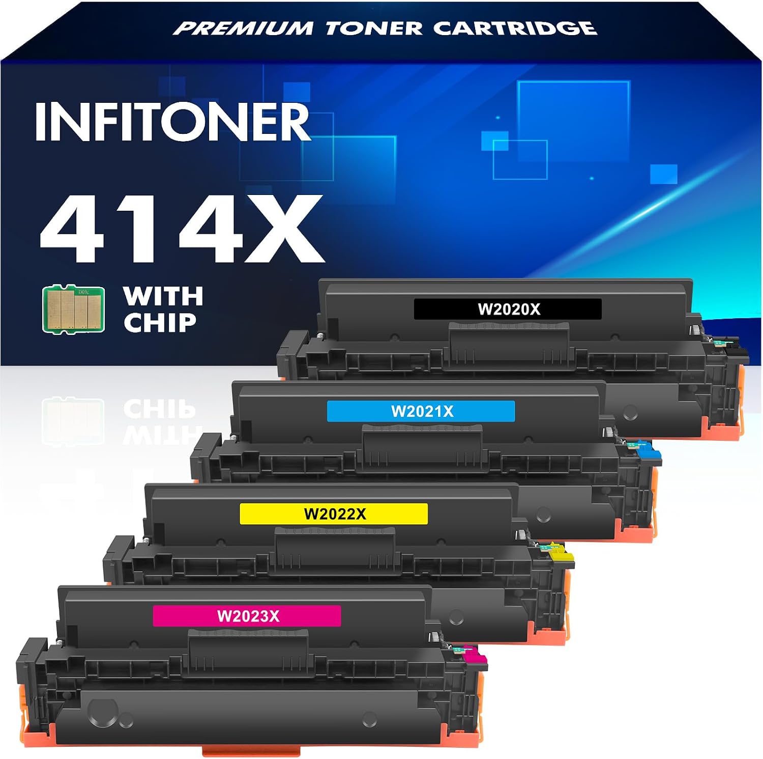 414X Toner Cartridges 4 Pack High Yield MFP M479fdw Compatible Replacement for HP 414A 414X for Color Laserjet Pro M479fdn M454dn M454dw Printer