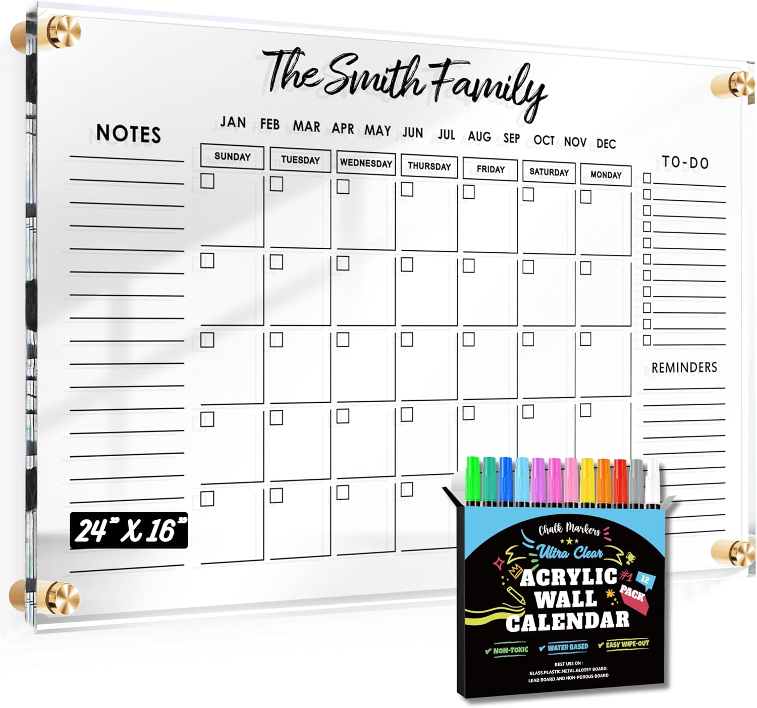GUARDMATE Acrylic Wall Calendar