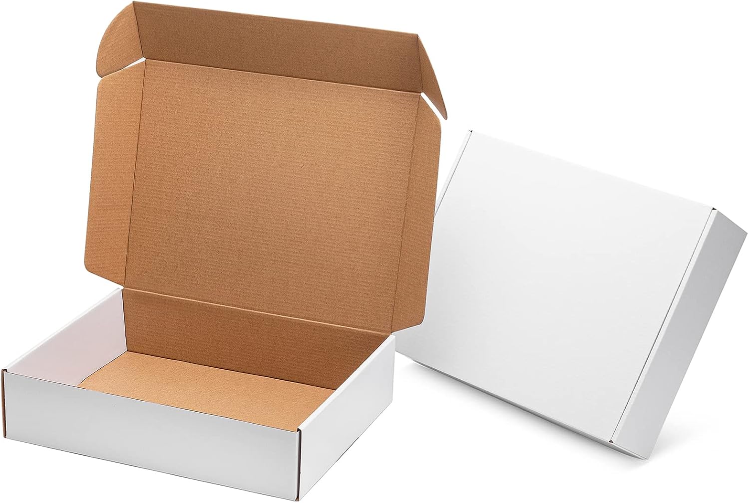 Mcfleet 13x10x3 White Shipping Boxes - Corrugated Cardboard Mailing Box Packaging for Small Business - Tab Locking Literature Mailer Flat Empty Gift Packing Supplies 24 Pack