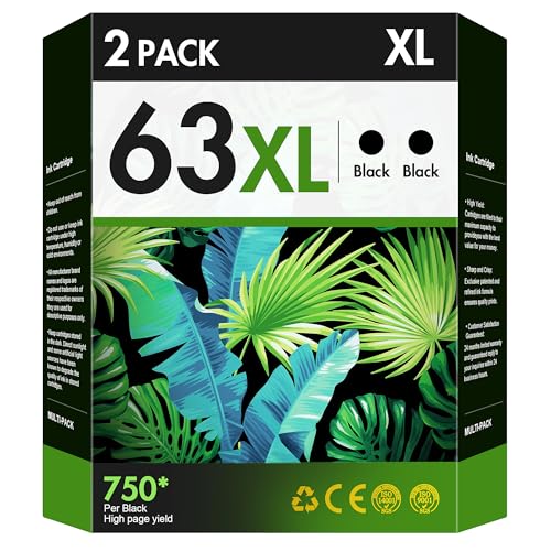 63XL Black Ink Cartridge Remanufactured for HP Ink 63 Black Ink 63XL Ink Cartridges Combo Pack Works with HP OfficeJet 3830 4650 5255 5258 4655 4652 3833 Envy 4520 4512 DeskJet 1112 3630 Printer