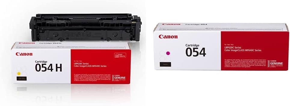 Canon Genuine Toner, Cartridge 054 Yellow, High Capacity (3025C001) & Genuine Toner, Cartridge 054 Magenta (3022C001) 1 Pack Color imageCLASS MF641Cdw, MF642Cdw, MF644Cdw, LBP622Cdw