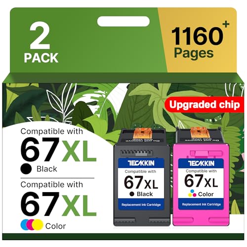 67XL Ink Cartridge Black/Color Combo Pack Replacement for HP Ink 67 67XL Printer Ink Works for HP DeskJet 2827e 4227e 2755e 2855e 2800 4155e 2755 2852e Envy 6055e 6000 6455e(2 Pack)
