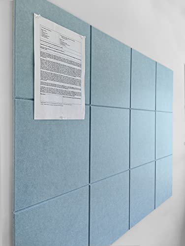 Felt Wall Tiles | Large Cork Board Alternative | Aesthetic Felt Bulletin Board for Office, Home & Classroom | Large Cork Boards for Walls Pinboard (12-Pack) | Baby Blue