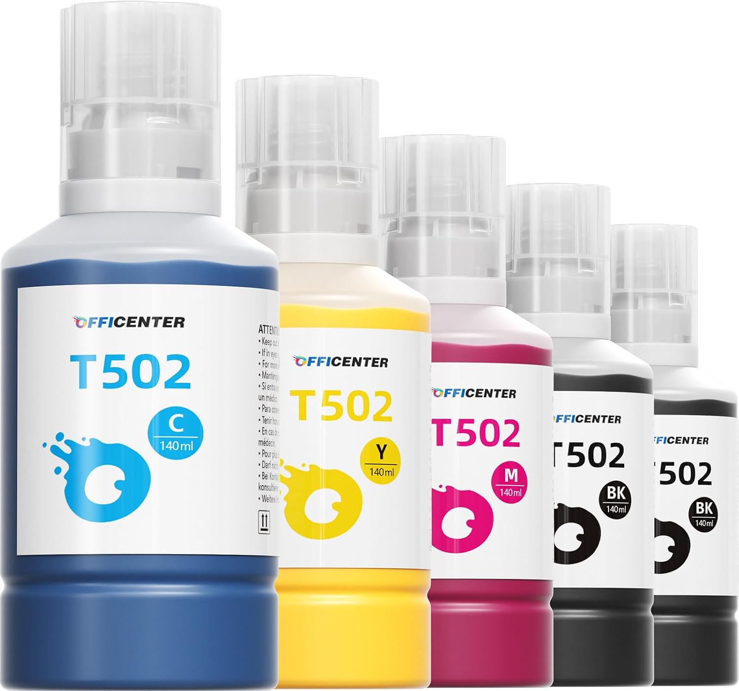 T502 502 Ink Refill Bottles for EcoTank ET-4760 ET-2760 ET-2750 ET-4850 ET-3760 ET-2850 ET-3710 ET-3850 ET-3750 ET-2803 ET-2720 ET-4700 Printer(2BK C M Y)
