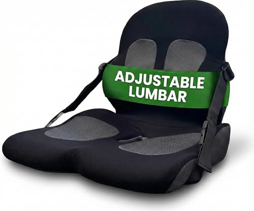 Lumbar Support Pillow for Office Chair | Adjustable, Doctor-Developed Memory Foam Back Seat Cushion | Ergonomic Pressure Relief & Enhanced Blood Flow (New & Improved)