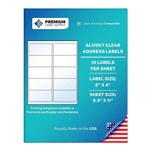 Premium Label Supply Glossy Clear 2" x 4"