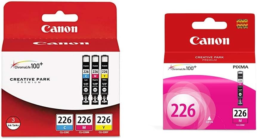 Canon CLI226 3 Color Multi Pack CLI-226 Magenta Ink Tank Compatible with PIXMA Printers (iP4820, MG5220, MG5120, MG6120, MX882)