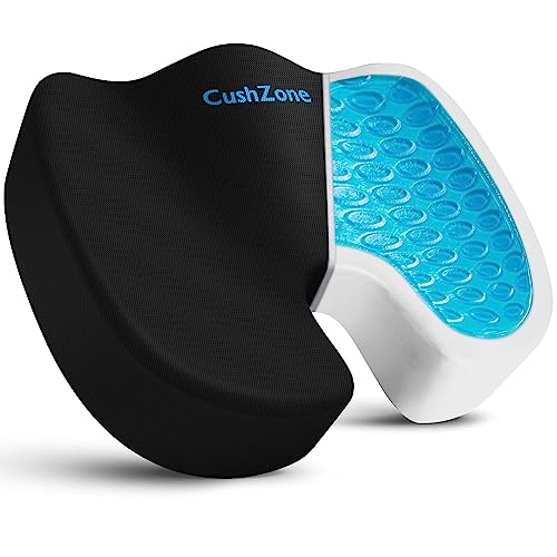 Office Chair Seat Cushion, Cooling Gel Enhanced Memory Foam Cushion for Long Sitting - Back, Sciatica, Coccyx, Tailbone Pain Relief Pillow - for Office, Gaming, Car, Wheelchair - Black, X-Large