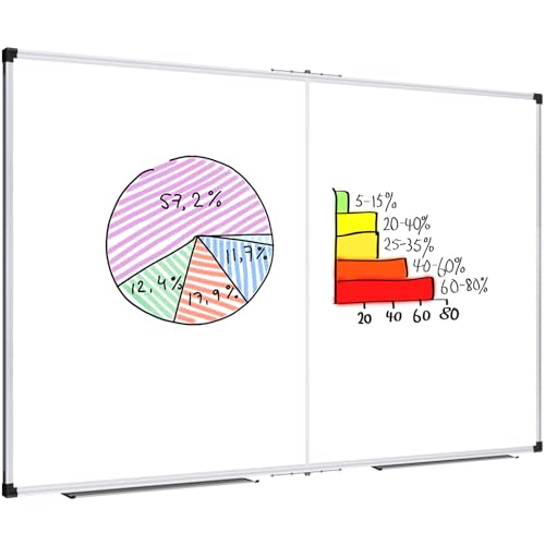 XBoard Magnetic Whiteboard 60 x 36 Inch, Foldable Dry Erase White Board with Aluminium Frame & Marker Tray 5' x 3', Wall Mounted Folding Message Presentation Board