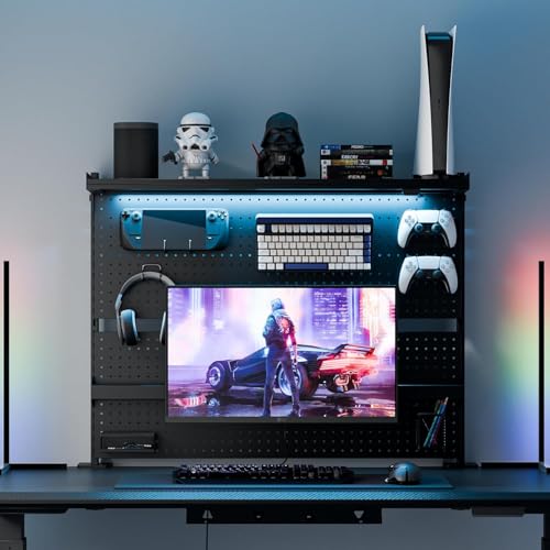 EUREKA ERGONOMIC Pegboard w/ Dual Monitor Stand (Black)