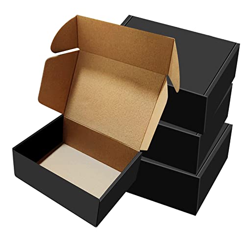 30 Pack 9x6x4 inches Black Shipping Boxes, Corrugated Mailer Boxes, Packaging Boxes for Products, Recyclable Cardboard Box, Flat Literature Mailers for Gifts, Clothings by Mailing