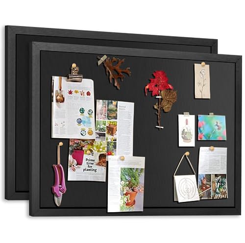 2 Pack Large Bulletin Board, 23 "x17 Black Cork Boards for Walls with Frame, Pin Display Board Vision Board for Home School Office Decor
