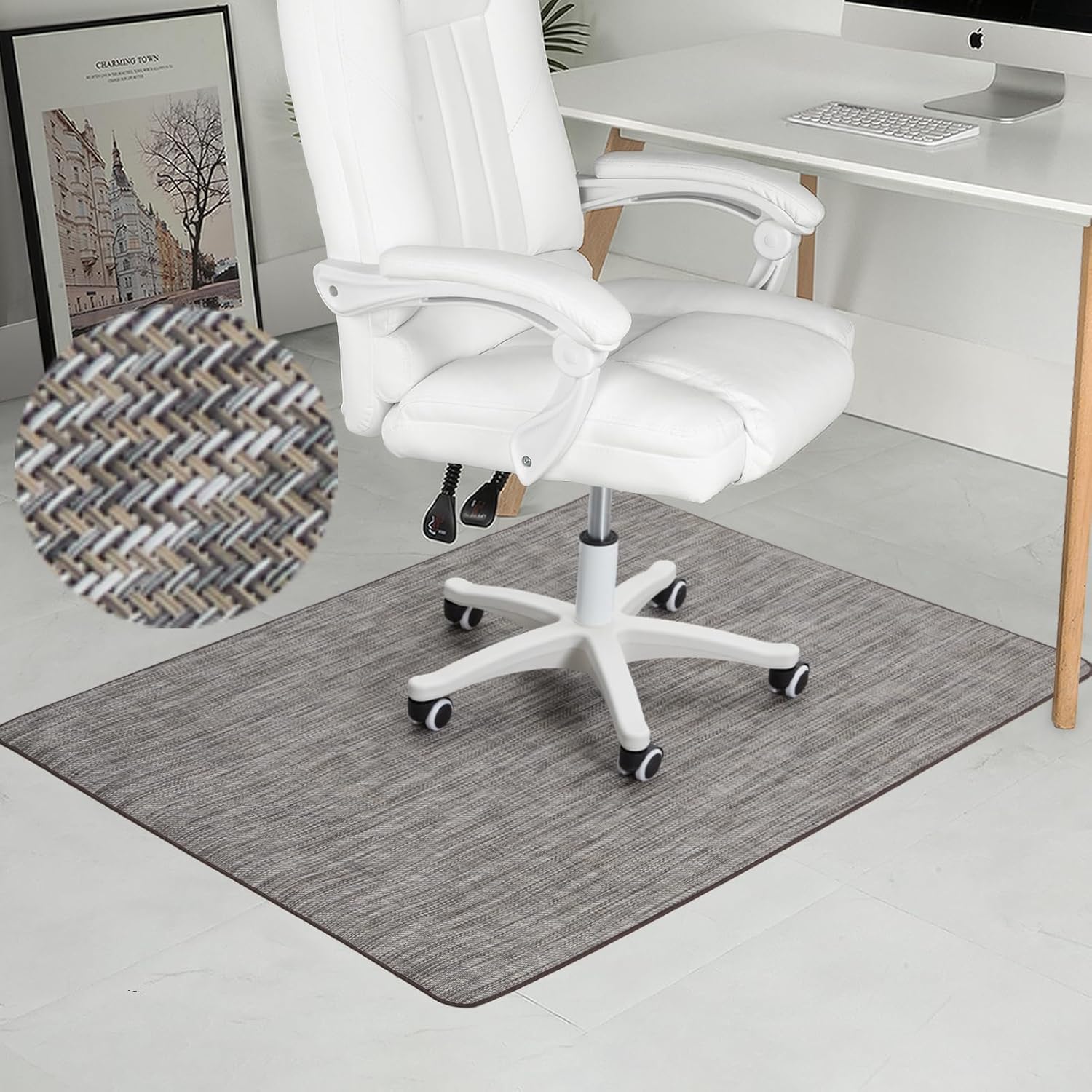Chair Mat for Hardwood & Tile Floor, 47" x 60" Heavy Duty Office Chair Mat for Rolling Chairs, Anti Slip, Non-Curve, Floor Protector for Home Office, Gray Brown