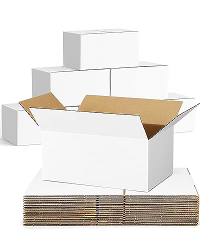 40-Pack-Small-Shipping-Boxes-10x7x5, Corrugated-Cardboard-Boxes-for-Packaging-Small-Business, White-Boxes-Mailers