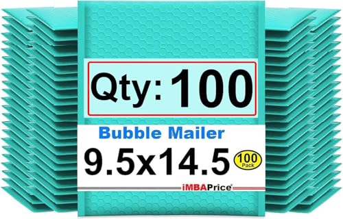 iMBAPrice Teal Poly Bubble Mailers 9.5x14.5 — 100 Pack