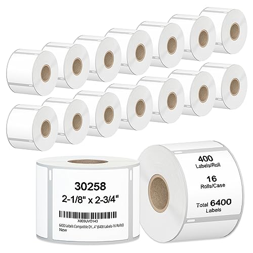 6400 Labels Compatible DYMO 30258 2-1/8"x2-3/4 Multipurpose Return Address Labels(Not for Dymo 550, 5XL), LabelChoice 16 Rolls Direct Thermal Labels Replacement Used with Dymo 440 450 Twin Turbo, 4XL
