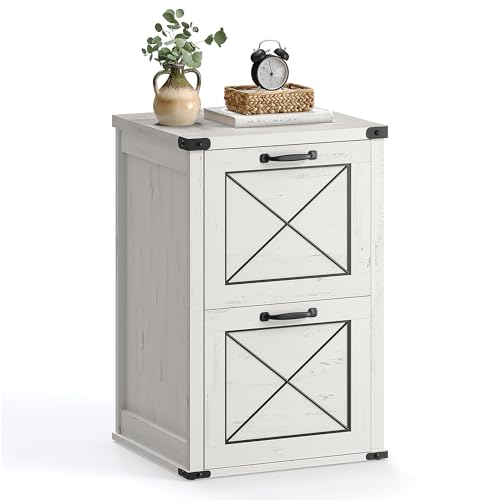 VASAGLE Rustic White File Cabinet