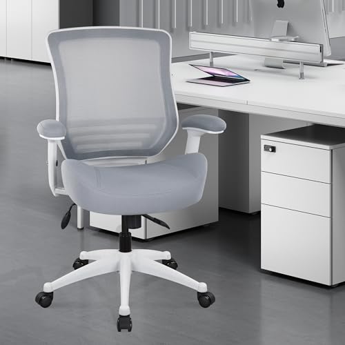 BOLISS 400lbs Mesh Computer Ergonomic Chair,Office Chair, Desk Chair,Height Adjustable Armrest,Lumbar Support,Swivel Computer Task Chair-Grey