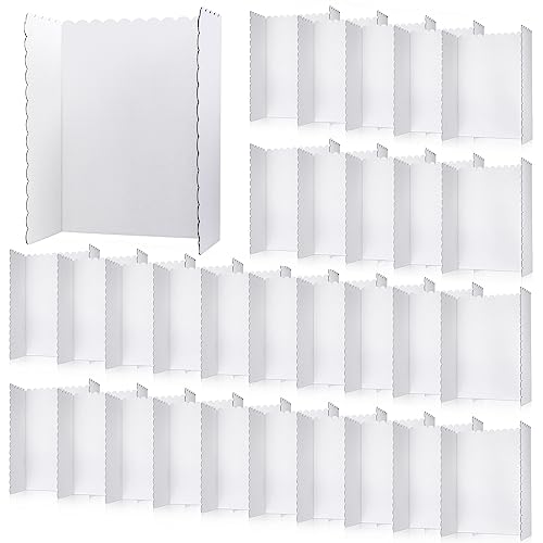 36 Pcs 24 x 36 Inch Trifold Poster Display Boards White for Science Fair Presentation Projects Photo Exhibition Display Tri fold Board Foldable Paperboard for School Supplies Bulk Business